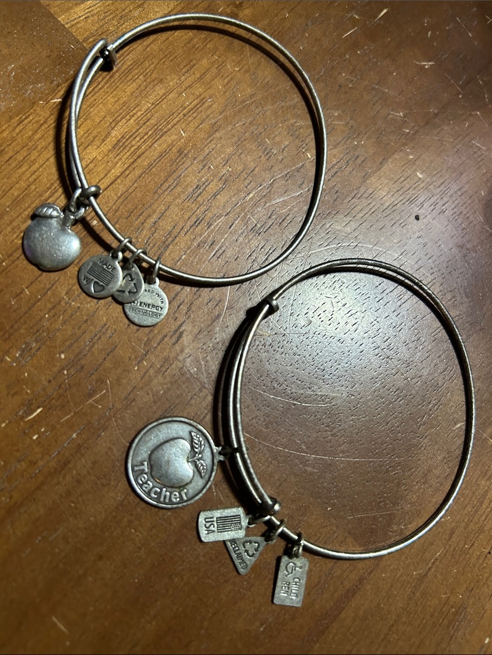 Alex and Ani Silver-Tone Teacher Charm Adjustable Bracelets